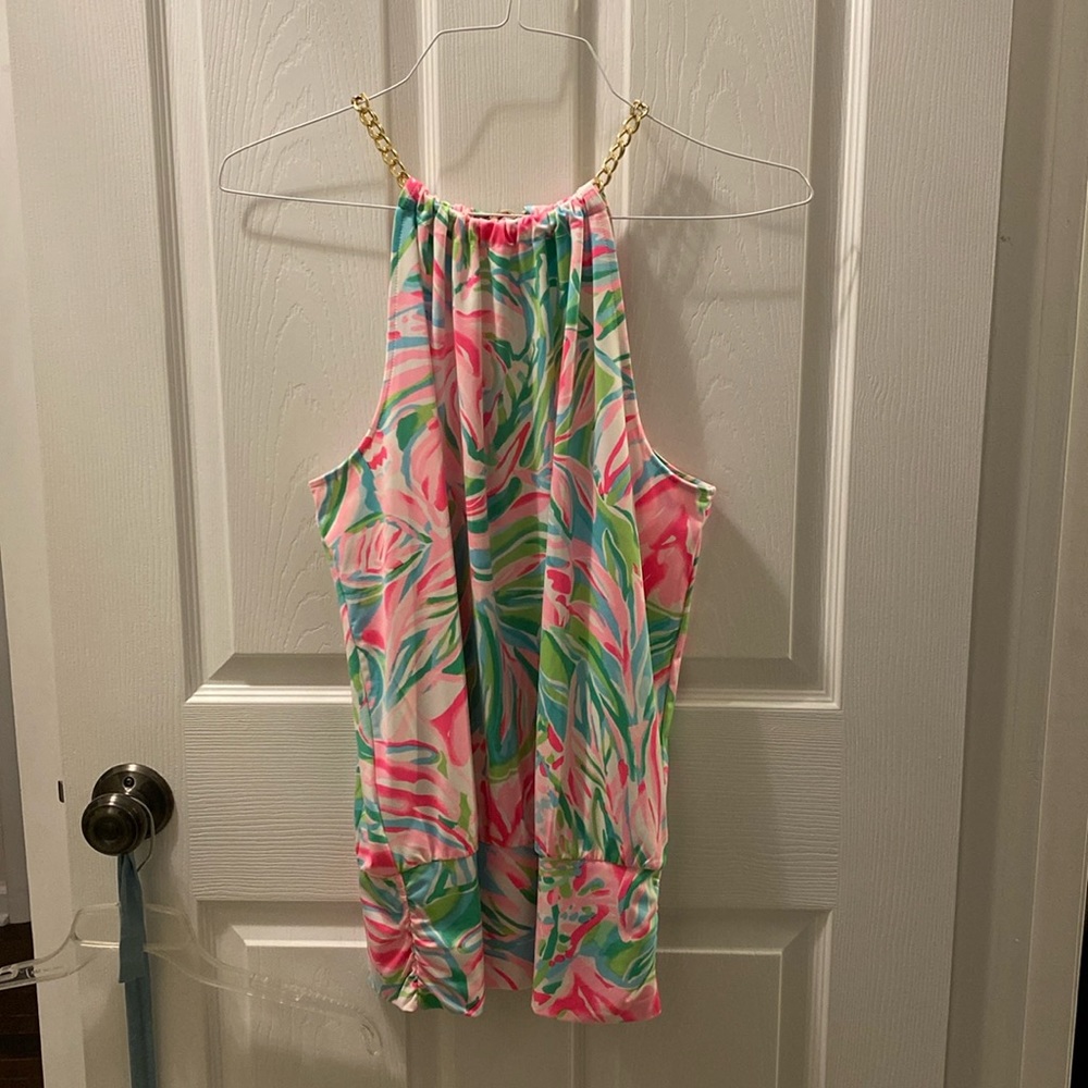 Lilly Pulitzer halter blouse, barely worn, like new. Size large.